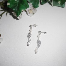 Pärlemor örhängen med vinge på 925 silver örhängen