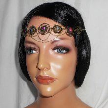 Tiara i brons med rosa och lila Swarovskikristaller