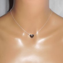 Hematit hjärta hänge på 925 silver kedja