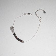 Original brun kristall vinge och pärlor armband på 925 silver kedja