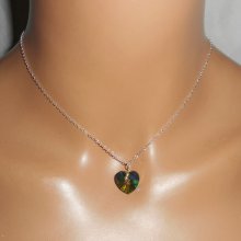 Hjärtat i grön Swarovski-kristall på kedja i 925 silver