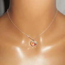 Vitt hjärta hängande AB i Swarovski-kristall på 925 silverkedja