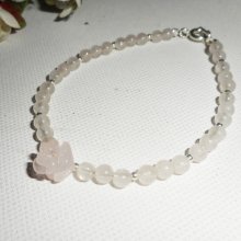 Armband med rosakvarts och pärlor på silverlås