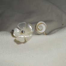 Original 925 sterling silverring med pärlemorblomma och luciaöga
