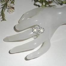 Original 925 silverring med blommor och vit Swarovski-kristall