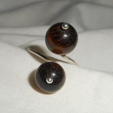 Original 925 silverring med bruna tiger eye stenar