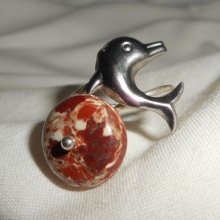 Original 925 silverring med jaspissten och delfin