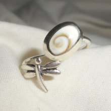 Original 925 Sterling Silver Ring med St. Lucia's Eye och Dragonfly