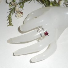 Original 925 silverring med kristallblomma och fjäril