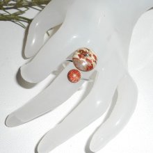 Original 925 sterling silverring med jaspis och brun agat