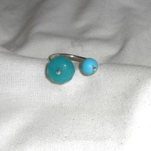 Original dubbel blå stenring i jade och turkenit och 925 silver