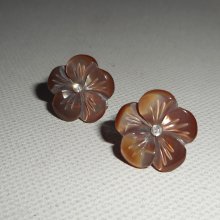 Örhängen med brun pärlemorblomma, silver 925