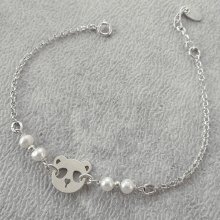 Armband med odlade pärlor och panda i silver 925