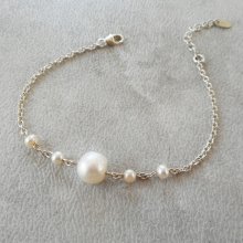 Armband med odlade pärlor på kedja i 925 silver