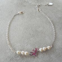 Armband med odlade pärlor och tarantula på 925 silverkedja