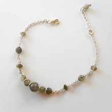 Armband med grön labradoritsten på 925 silverkedja
