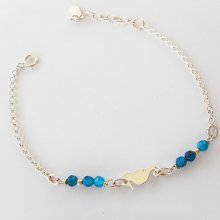 Armband med blå agatstenar och sjöhäst på 925 silverkedja