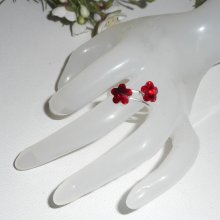 Röd Swarovski Crystal dubbel blomma ring