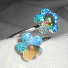 Swarovski kristall dubbel blomma ring
