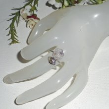 Lila ametist och 925 silver blomma och sten ring
