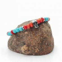 Gorgon och turkos armband med en dödskalle i rostfritt stål