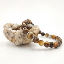 Tiger eye och armband i rostfritt stål för män