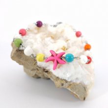 Armband med flerfärgad sten och rosa sjöstjärna