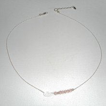 Halsband i 925 silver med små vingar och rosa kristallpärlor
