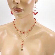  Halsband med dubbla rader med röd gorgon och sol