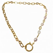 Halsband med stor kedja och odlade pärlor