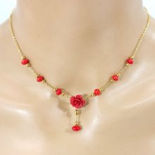 Halsband med rosa och röda gorgonier