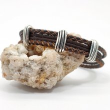 Brunt läderarmband för män