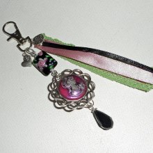 Väska/keyring smycken med glaspärlor och kaméer med band